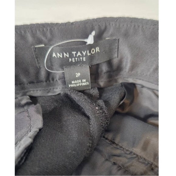 Ann Taylor Lace Overlay Black Ankle Pants Petite 2 Flat Front Dress Trouser - Picture 5 of 5